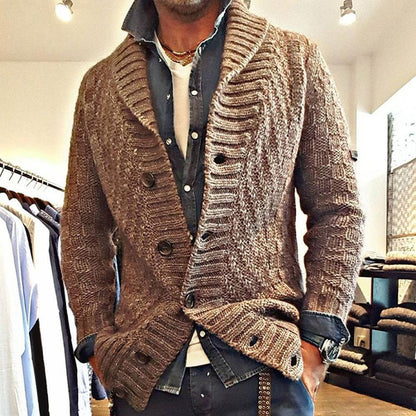 H&L MEN'S VINTAGE LAPEL KNIT CARDIGAN JACKET