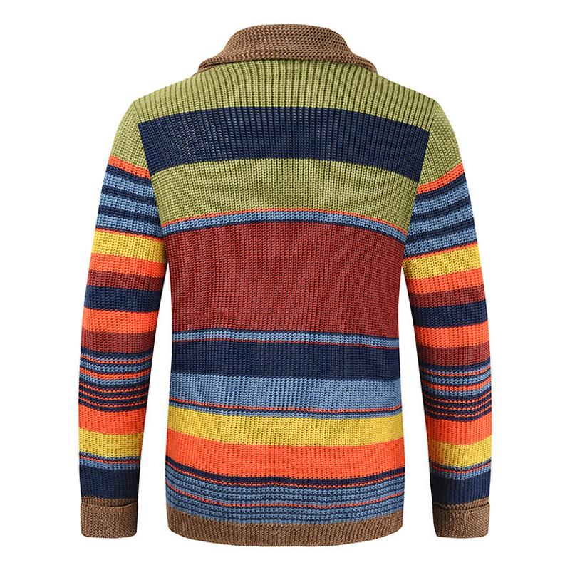 H&L Men's Colorblock Lapel Sweater Jacket