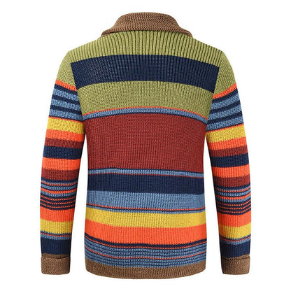 H&L Men's Colorblock Lapel Sweater Jacket