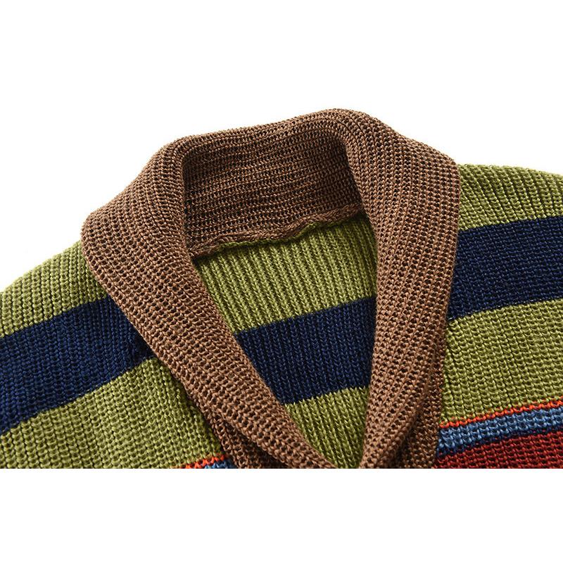 H&L Men's Colorblock Lapel Sweater Jacket