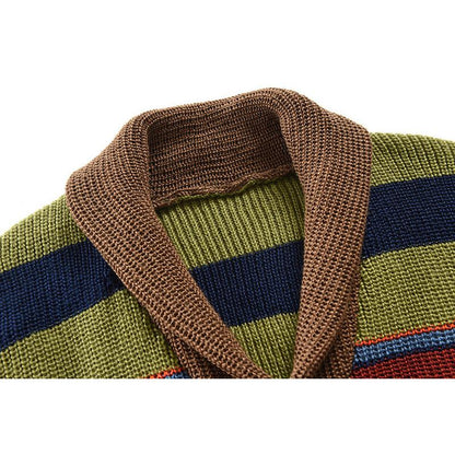 H&L Men's Colorblock Lapel Sweater Jacket