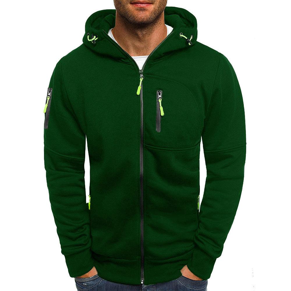 H&L Men's Casual Cotton Blend Zipper Hooded Slim Fit Sports Jacket