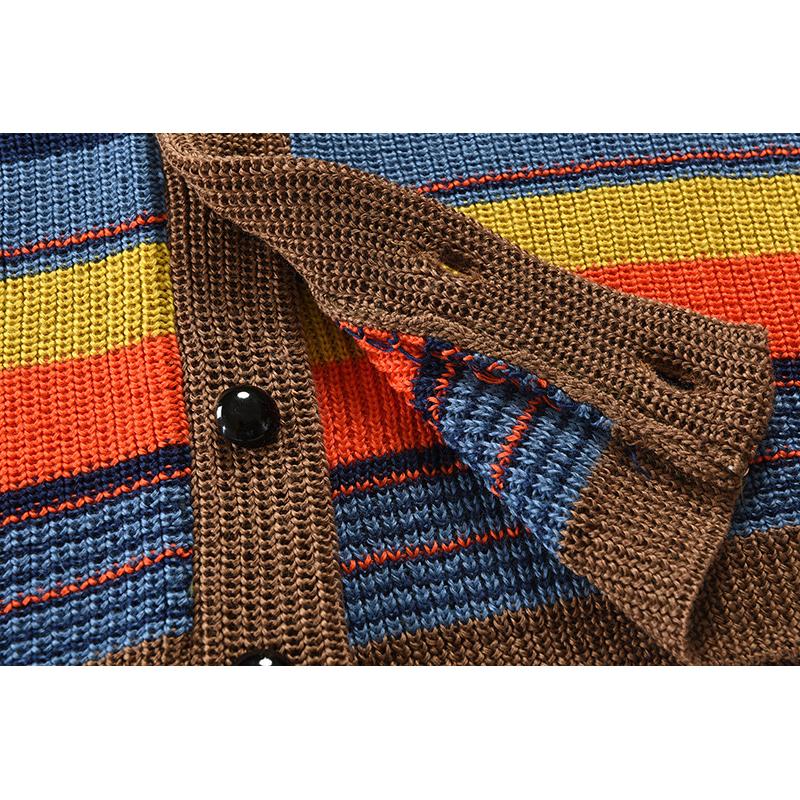 H&L Men's Colorblock Lapel Sweater Jacket