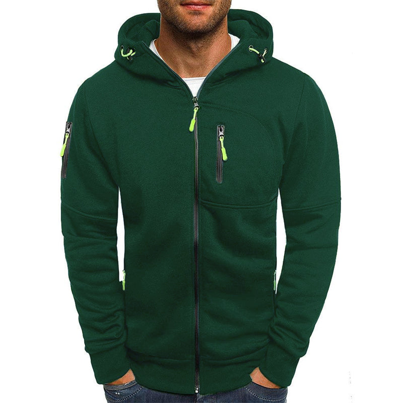 H&L Men's Casual Cotton Blend Zipper Hooded Slim Fit Sports Jacket