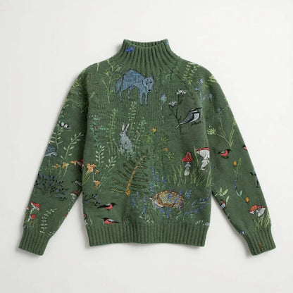 Victoria™ | Cosy Knitted Jumper with Forest-Inspired Print