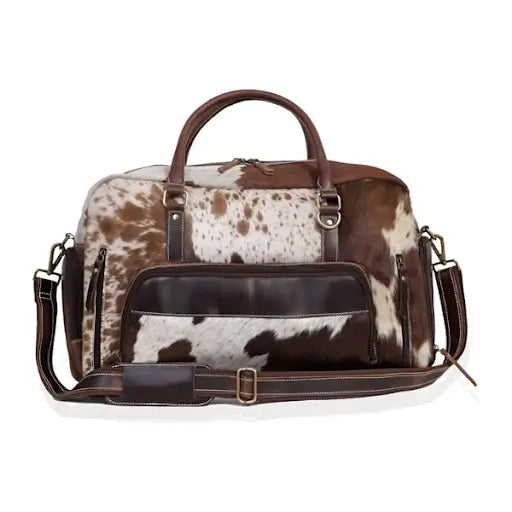 Premium Cowhide Leather Duffle Bag | Unisex Travel Weekender Bag