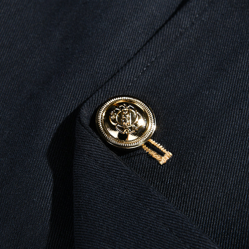 H&L Men's Vintage Casual Solid Stand Collar Button Jacket